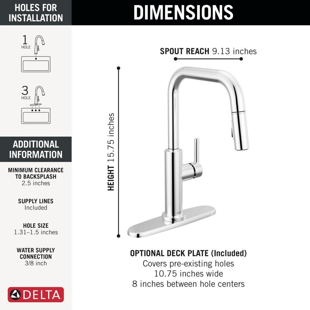 Single Handle Pull Down Kitchen Faucet with Side Spray in Chrome 