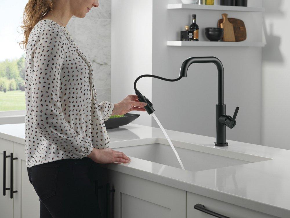 Single Handle Pull Down Kitchen Faucet in Matte Black 