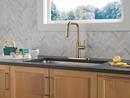 Single Handle Pull Down Kitchen Faucet in Champagne Bronze 