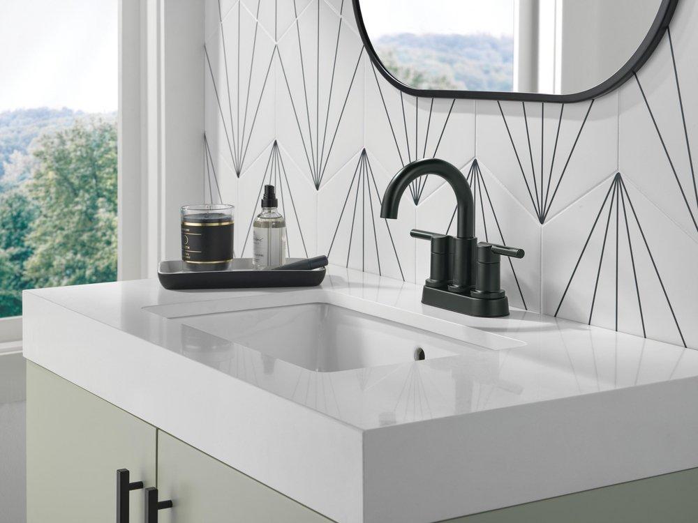 Two Handle Centerset Bathroom Sink Faucet in Matte Black 