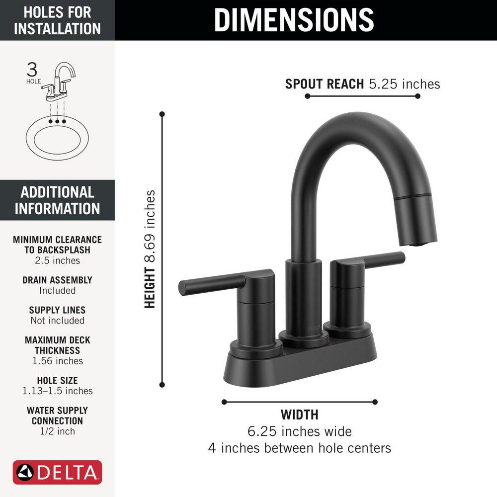 DELTA NICOLI TWO HANDLE CENTERSET PULL-DOWN BATHROOM FAUCET 