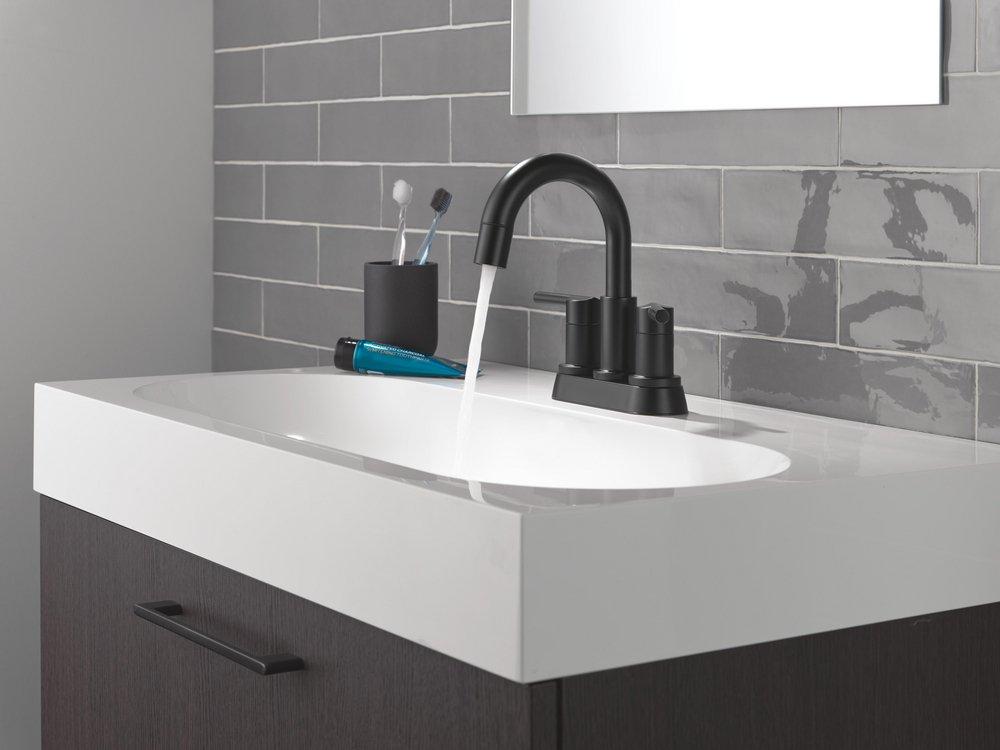 Two Handle Centerset Bathroom Sink Faucet in Matte Black 