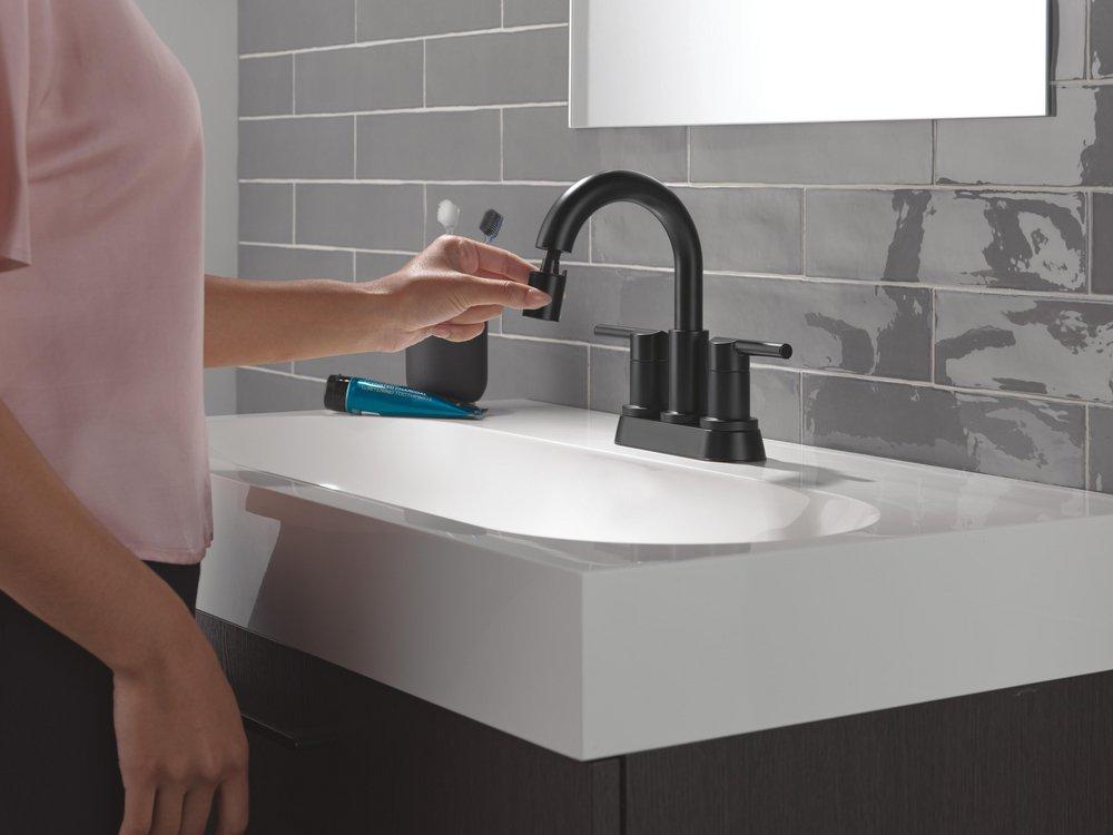 Two Handle Centerset Bathroom Sink Faucet in Matte Black 