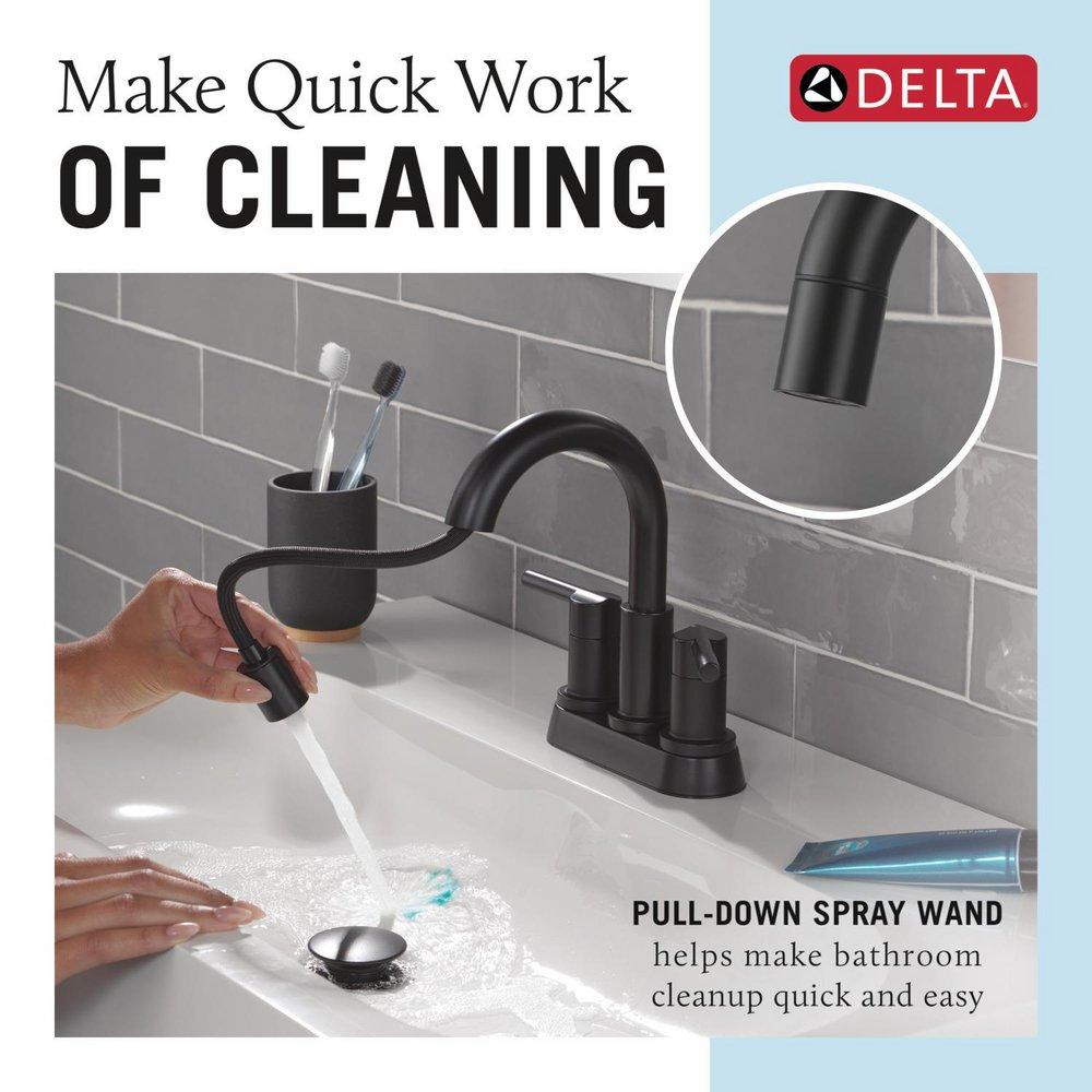 Two Handle Centerset Bathroom Sink Faucet in Matte Black 