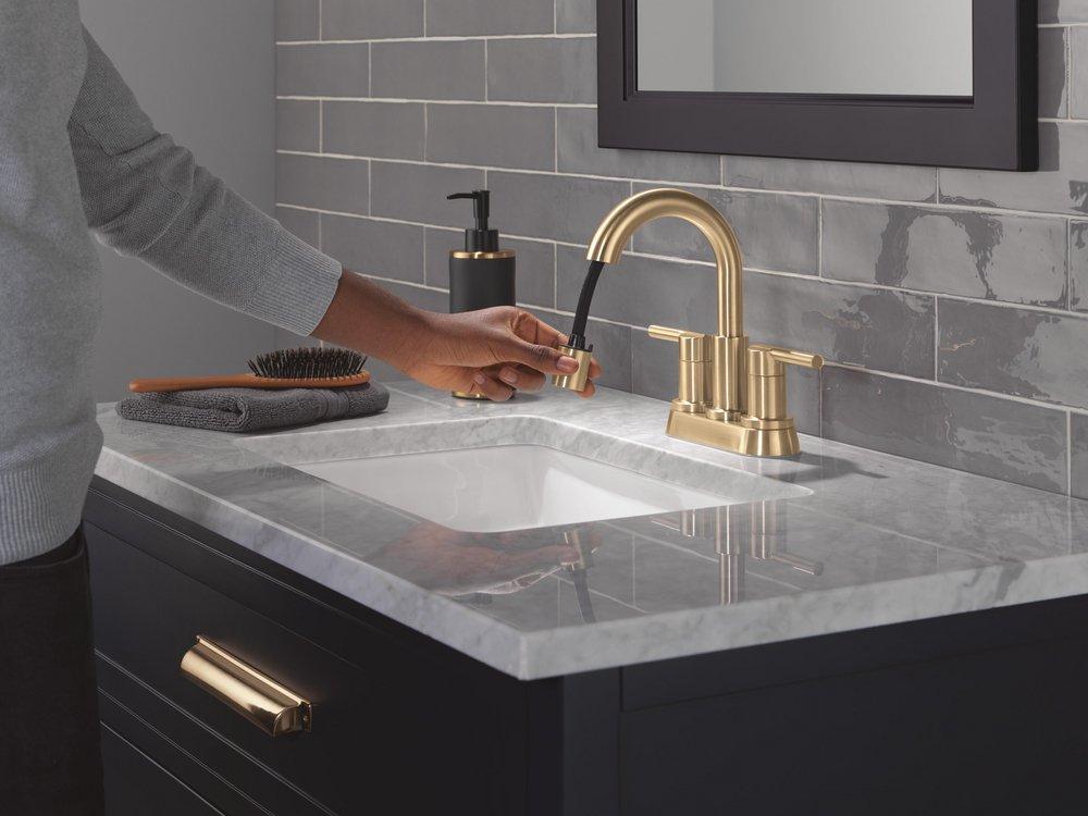 Two Handle Centerset Bathroom Sink Faucet in Champagne Bronze 