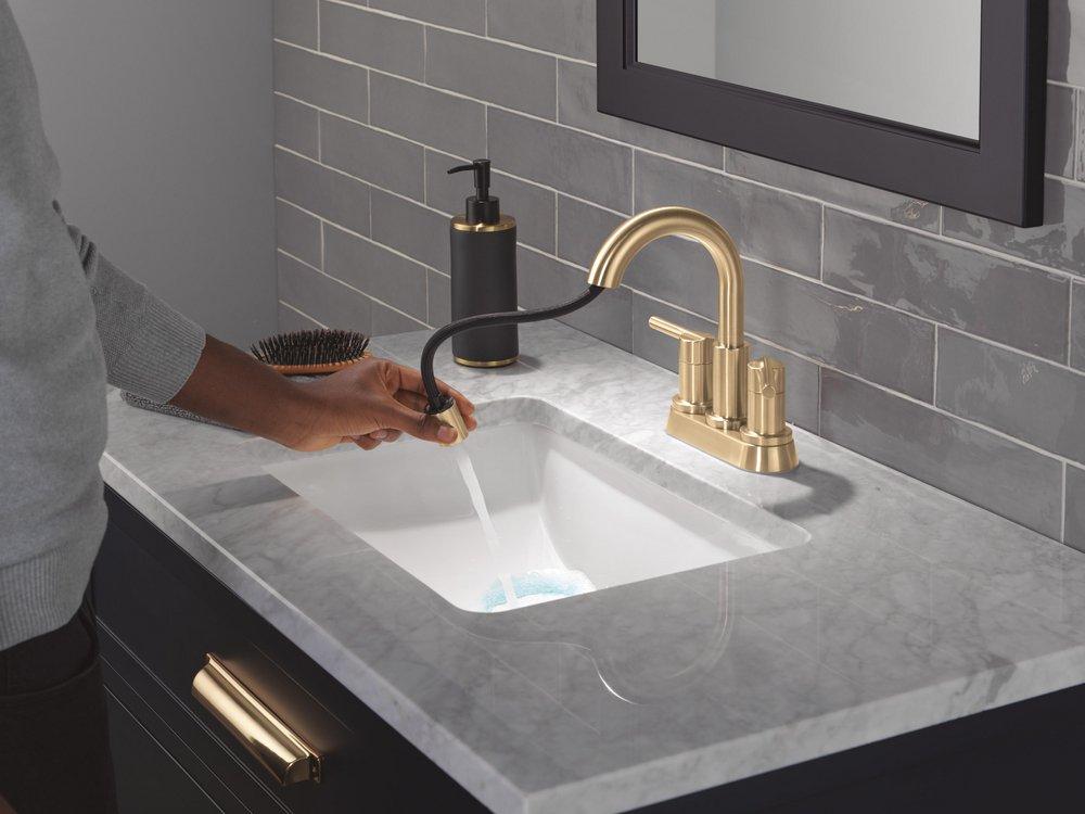 Two Handle Centerset Bathroom Sink Faucet in Champagne Bronze 