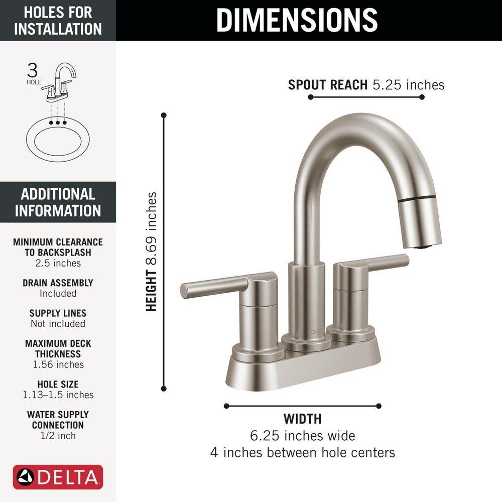 DELTA NICOLI TWO HANDLE CENTERSET PULL-DOWN BATHROOM FAUCET 