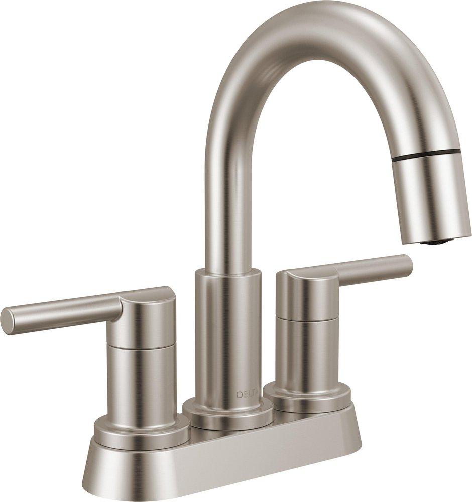 DELTA NICOLI TWO HANDLE CENTERSET PULL-DOWN BATHROOM FAUCET 