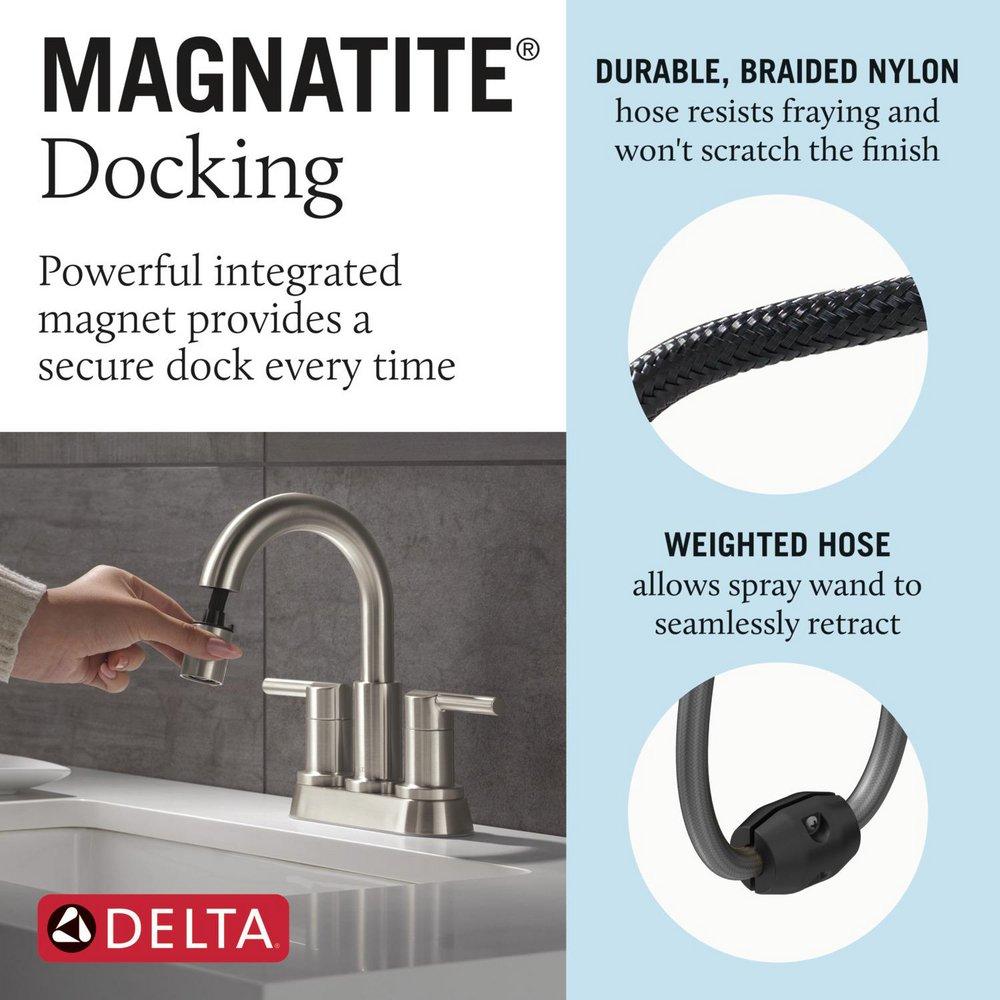 Two Handle Centerset Bathroom Sink Faucet in Stainless 