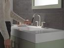 Two Handle Centerset Bathroom Sink Faucet in Stainless 