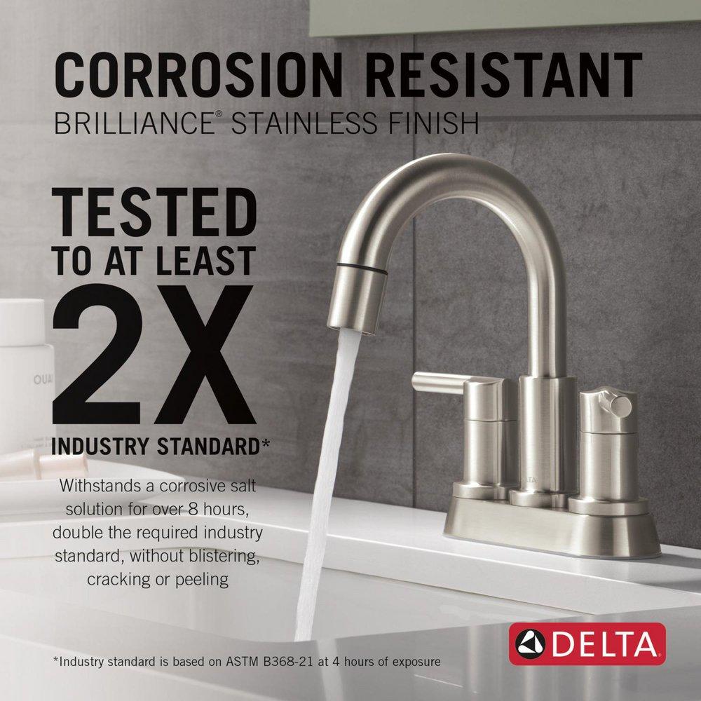 Two Handle Centerset Bathroom Sink Faucet in Stainless 