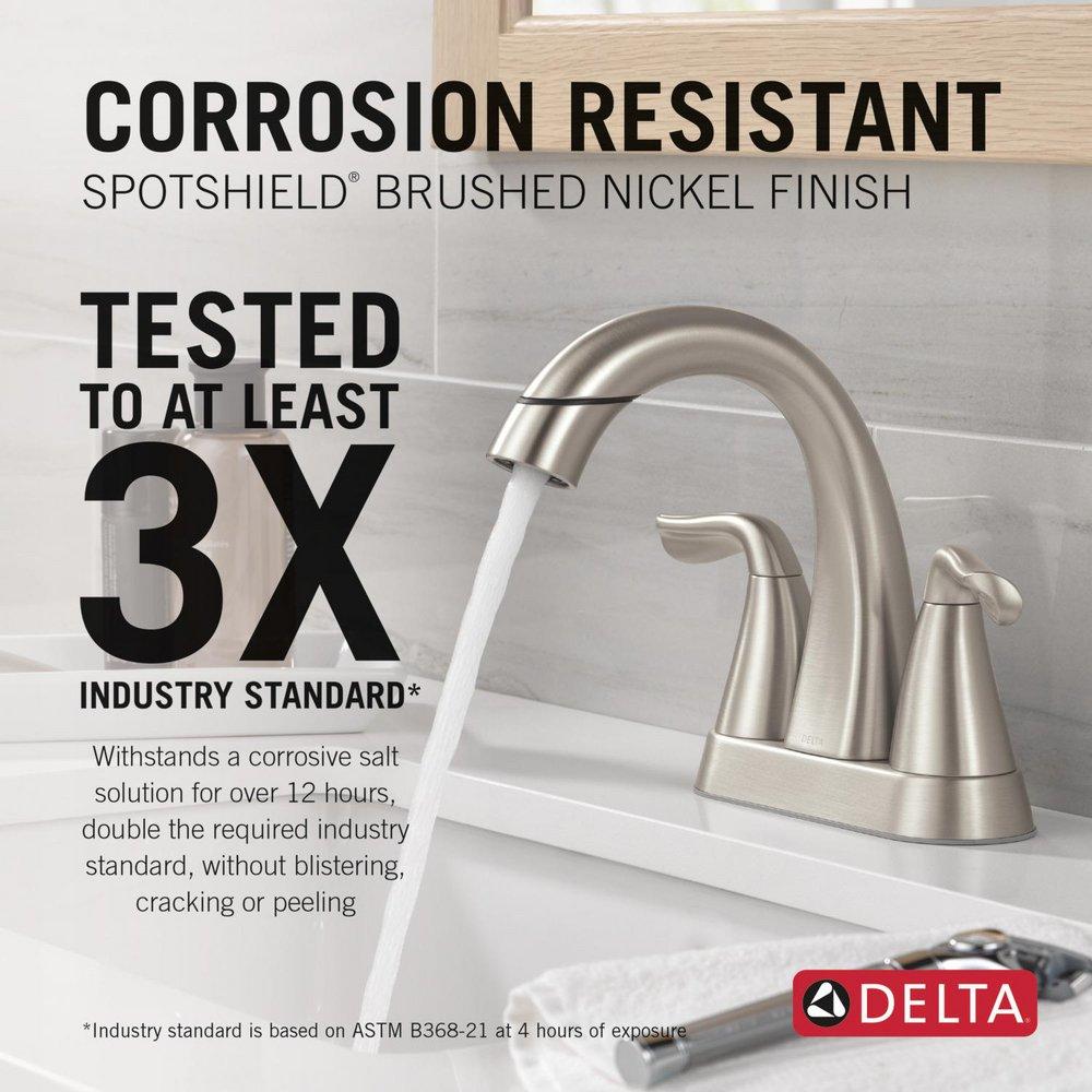 Two Handle Centerset Bathroom Sink Faucet in SpotShield&reg; Brushed Nickel 