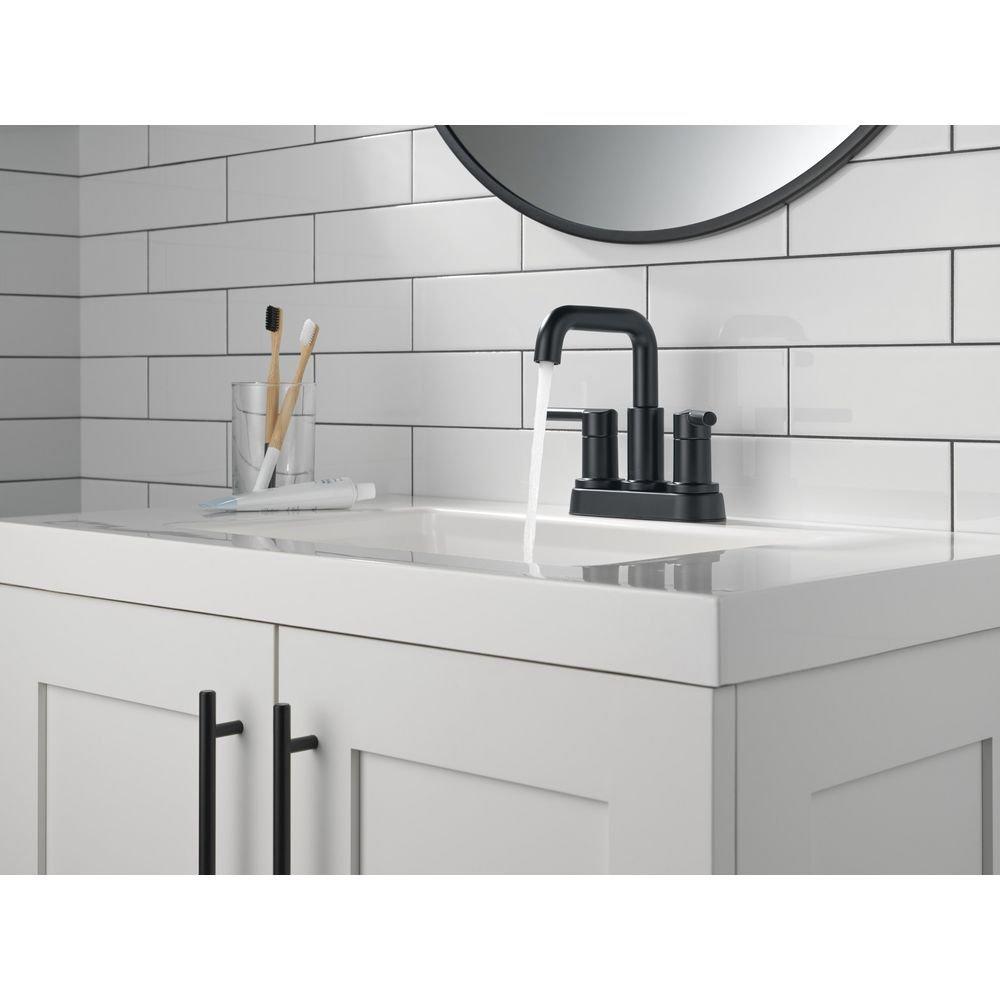 Two Handle Centerset Bathroom Sink Faucet in Matte Black 