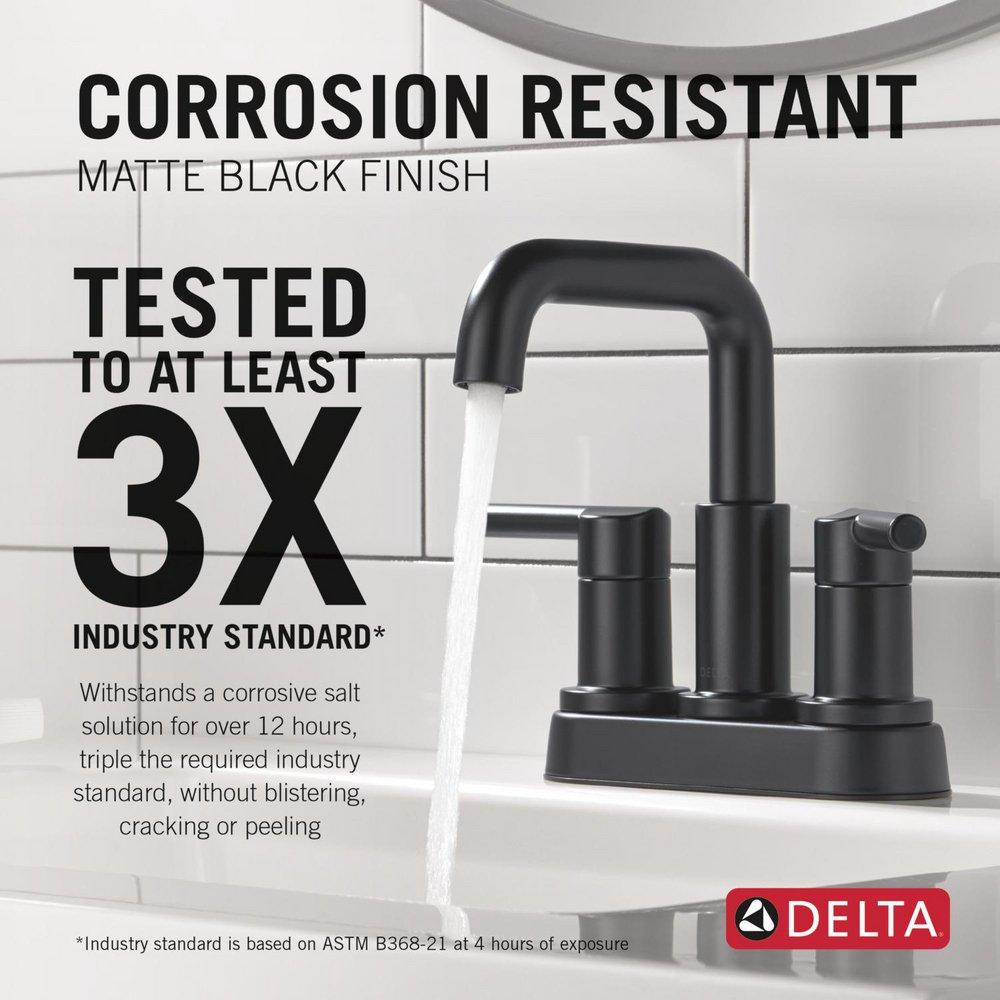 Two Handle Centerset Bathroom Sink Faucet in Matte Black 