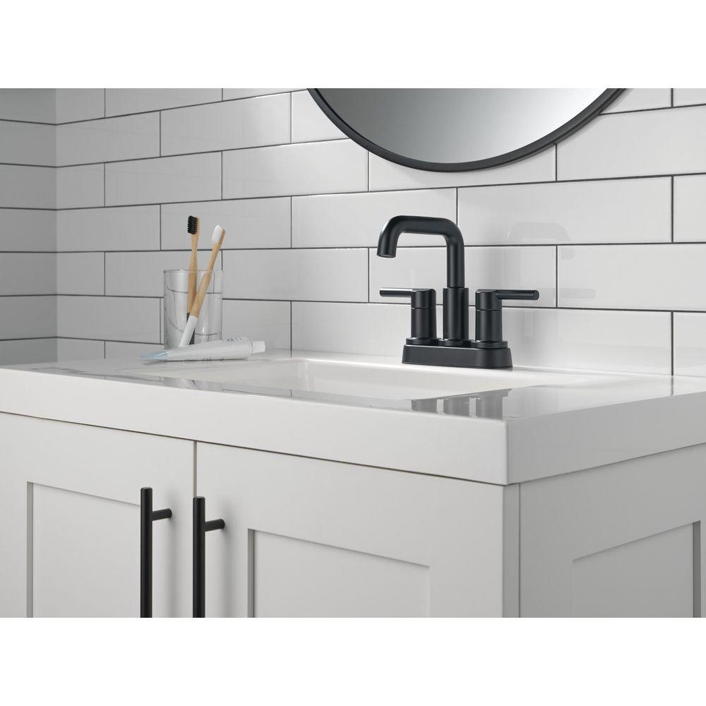 Two Handle Centerset Bathroom Sink Faucet in Matte Black 