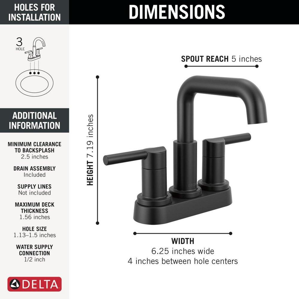 Two Handle Centerset Bathroom Sink Faucet in Matte Black 