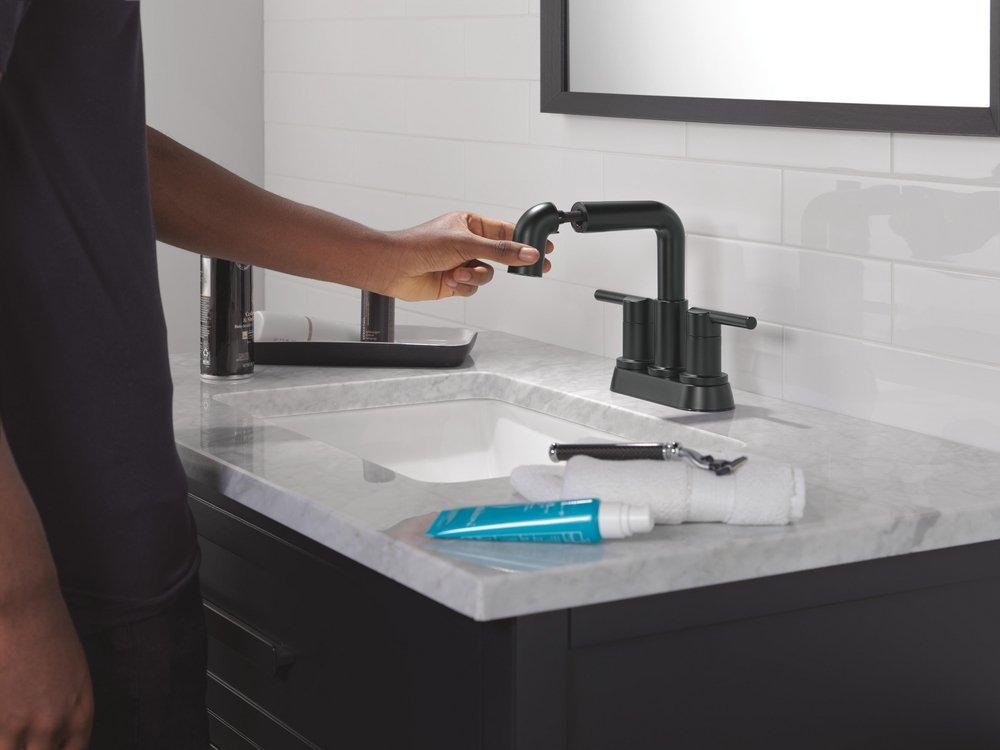 Two Handle Centerset Bathroom Sink Faucet in Matte Black 