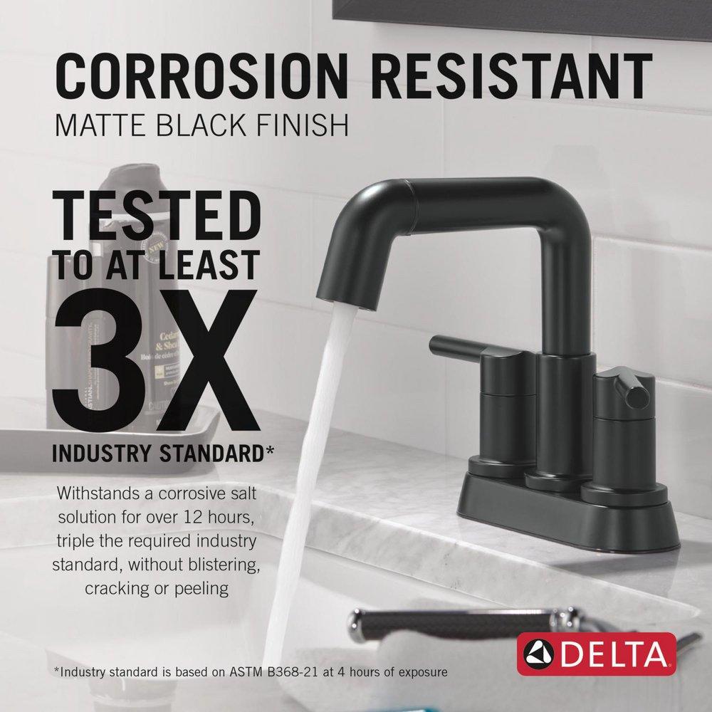 Two Handle Centerset Bathroom Sink Faucet in Matte Black 