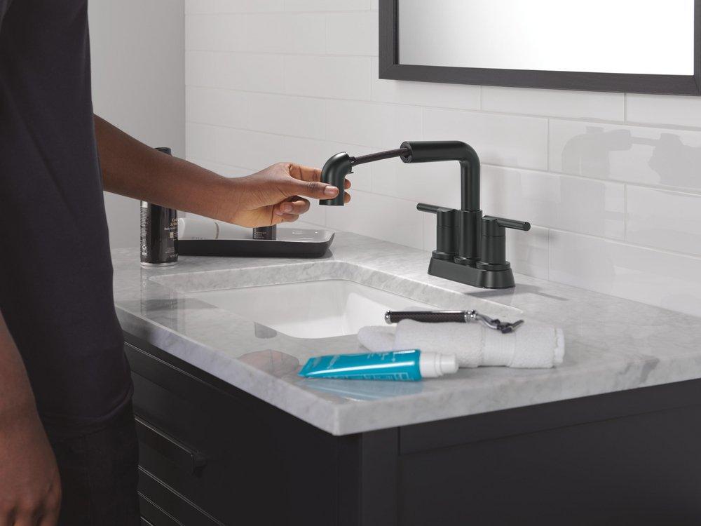 Two Handle Centerset Bathroom Sink Faucet in Matte Black 