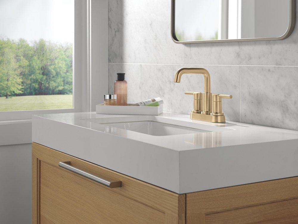 Two Handle Centerset Bathroom Sink Faucet in Champagne Bronze 