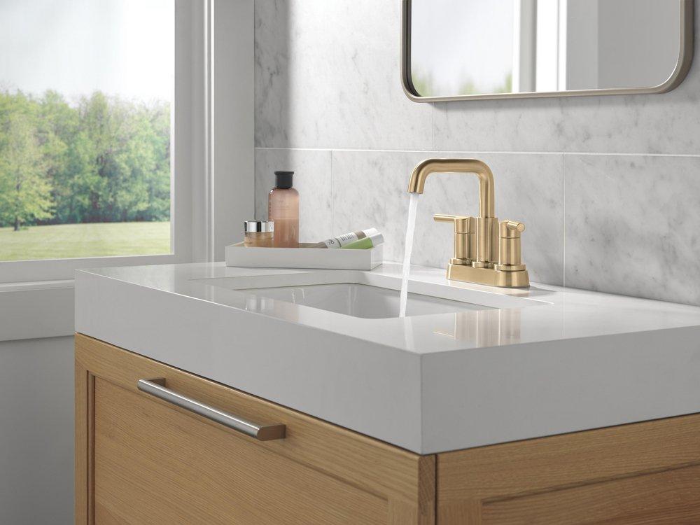 Two Handle Centerset Bathroom Sink Faucet in Champagne Bronze 