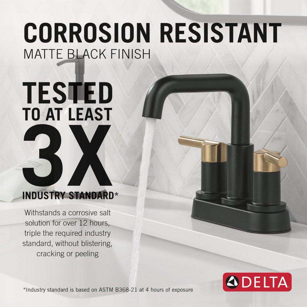 Two Handle Centerset Bathroom Sink Faucet in Matte Black/Champagne Bronze 