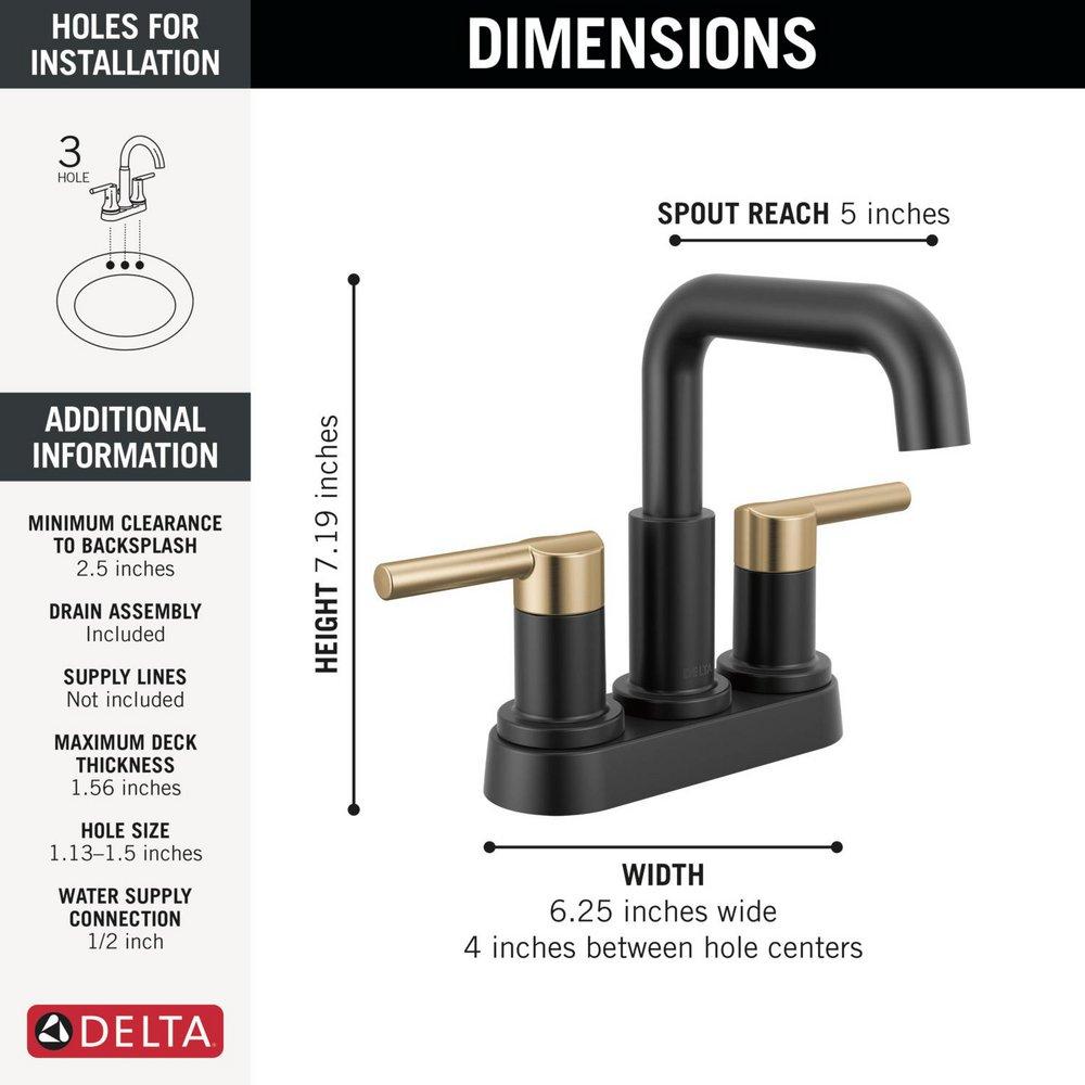 Two Handle Centerset Bathroom Sink Faucet in Matte Black/Champagne Bronze 