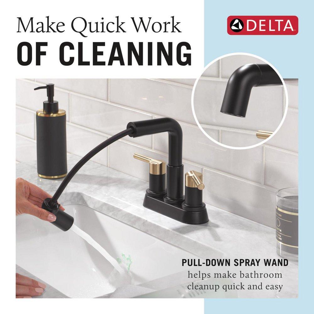 DELTA NICOLI TWO HANDLE CENTERSET PULL-DOWN BATHROOM FAUCET 