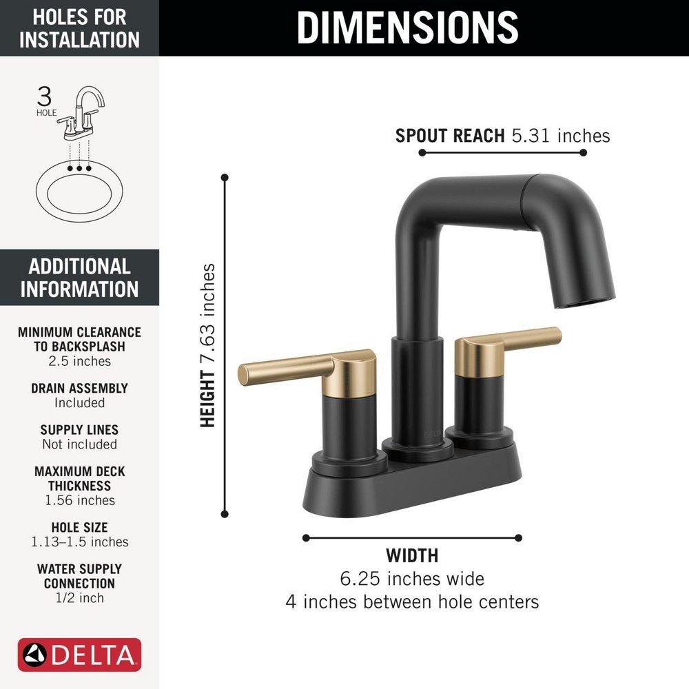 DELTA NICOLI TWO HANDLE CENTERSET PULL-DOWN BATHROOM FAUCET 