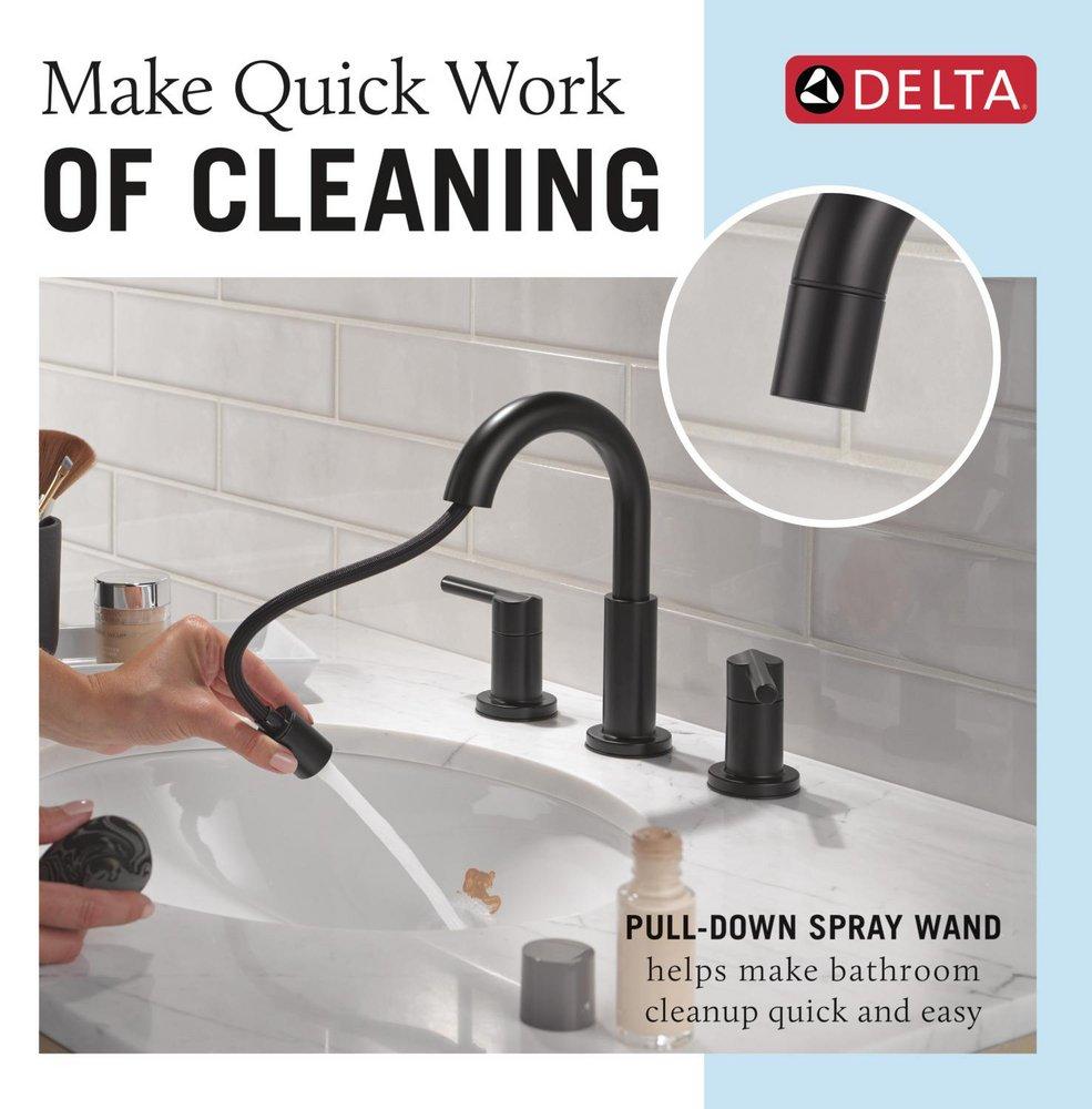 Two Handle Widespread Bathroom Sink Faucet in Matte Black 