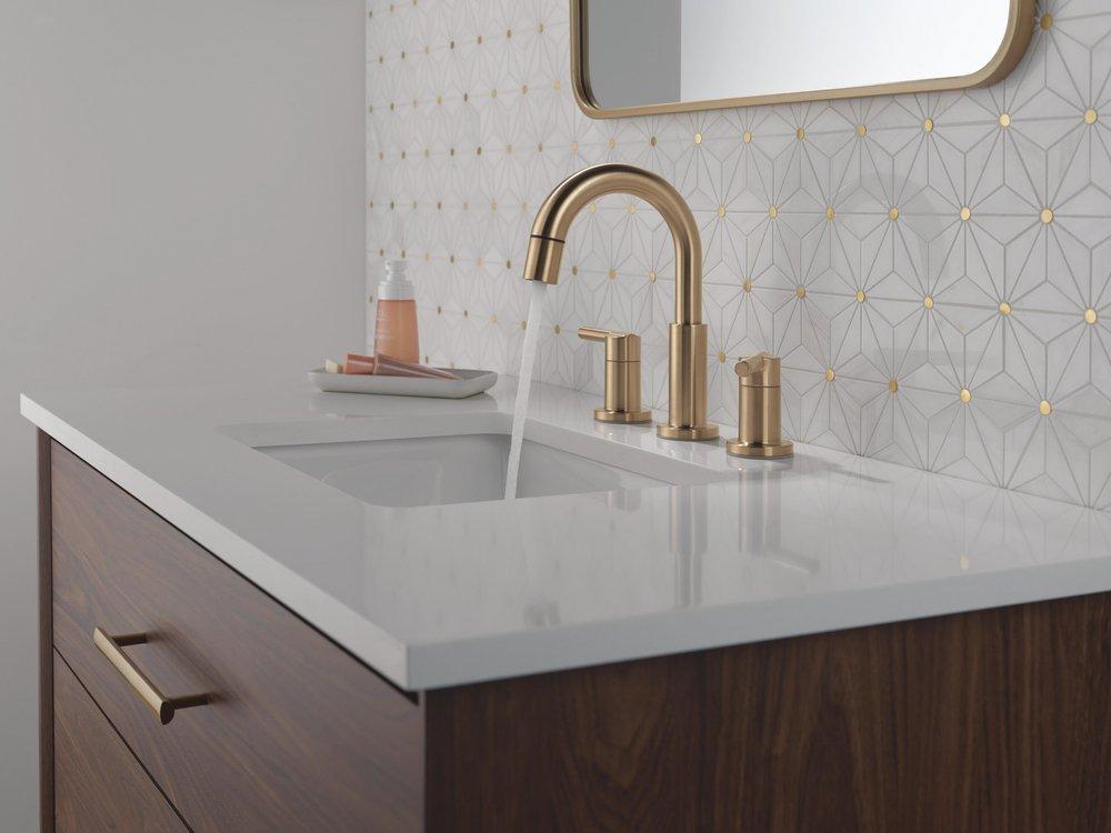 Two Handle Widespread Bathroom Sink Faucet in Champagne Bronze 