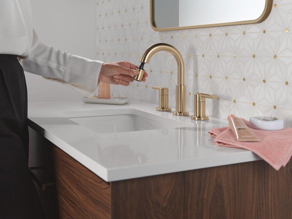 Two Handle Widespread Bathroom Sink Faucet in Champagne Bronze 