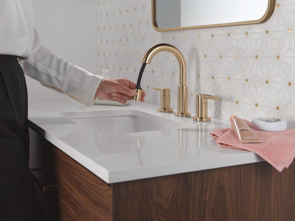 Two Handle Widespread Bathroom Sink Faucet in Champagne Bronze 