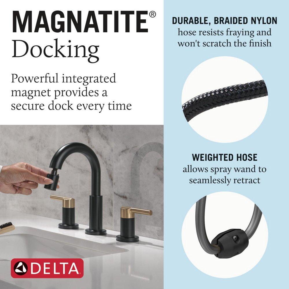 Two Handle Widespread Bathroom Sink Faucet in Matte Black/Champagne Bronze 