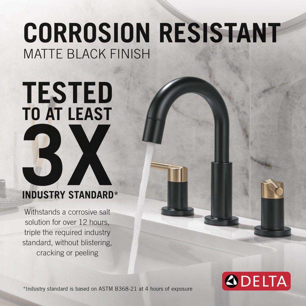 Two Handle Widespread Bathroom Sink Faucet in Matte Black/Champagne Bronze 