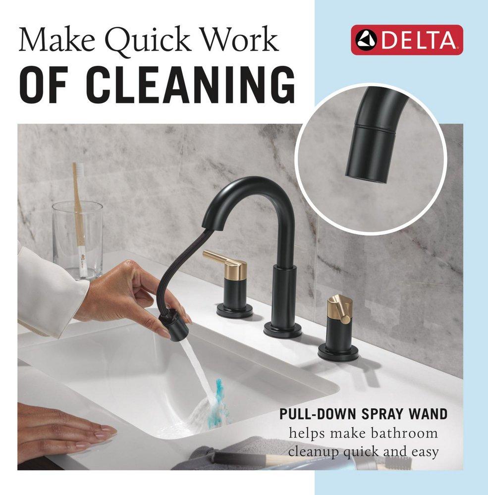 Two Handle Widespread Bathroom Sink Faucet in Matte Black/Champagne Bronze 