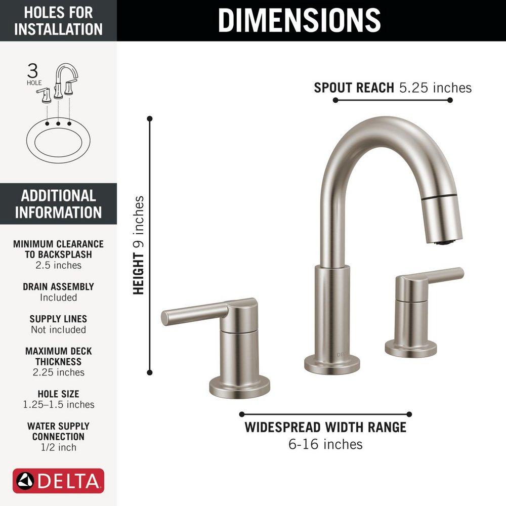Two Handle Widespread Bathroom Sink Faucet in Stainless 