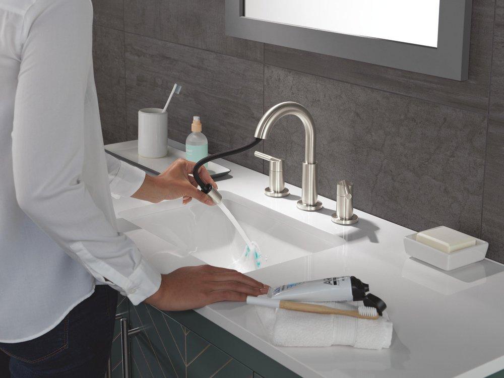 Two Handle Widespread Bathroom Sink Faucet in Stainless 