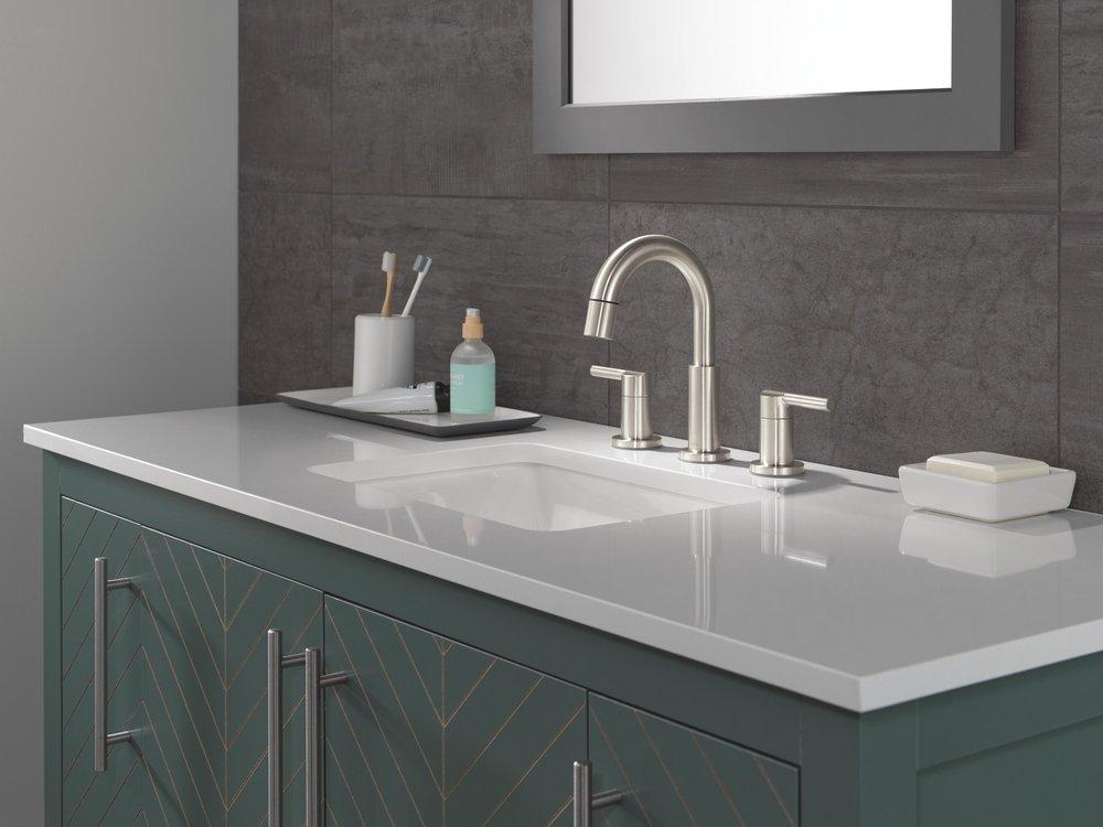 Two Handle Widespread Bathroom Sink Faucet in Stainless 