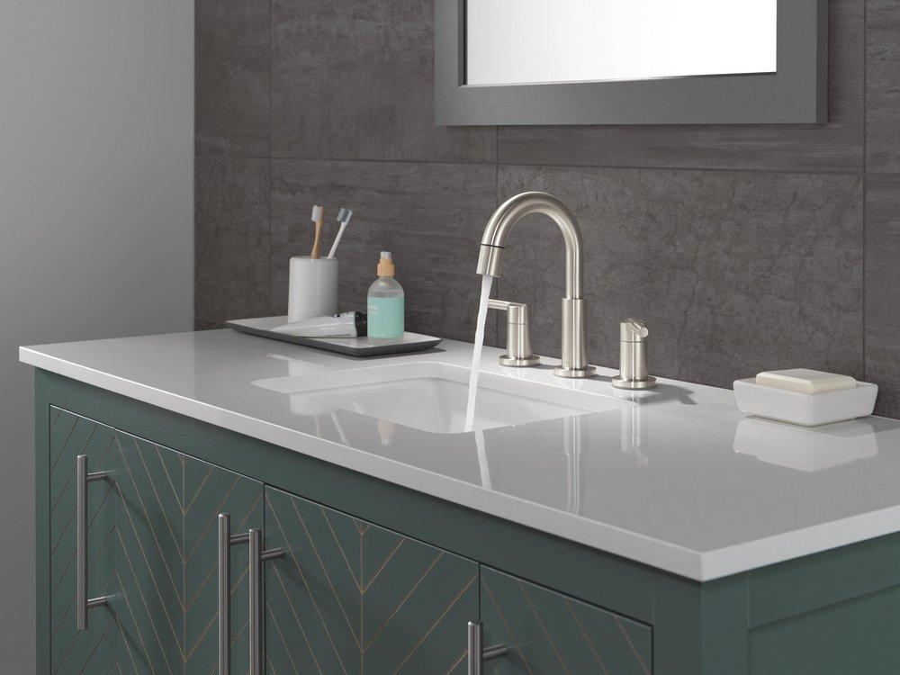 Two Handle Widespread Bathroom Sink Faucet in Stainless 
