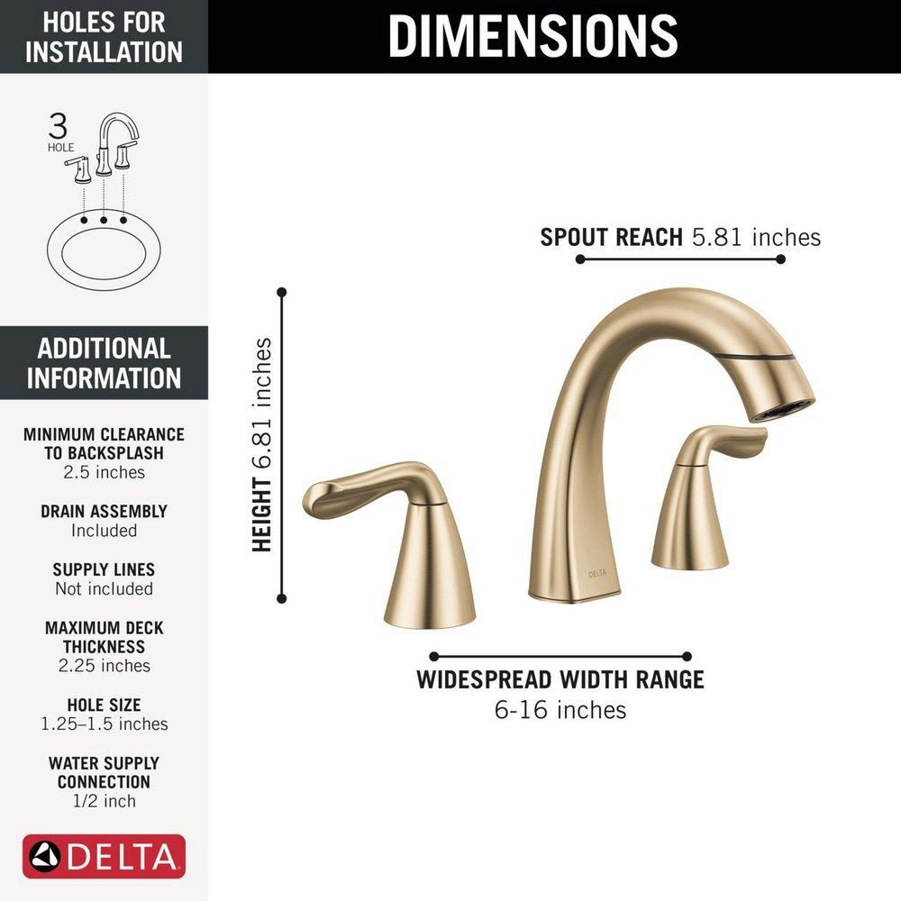 Two Handle Widespread Bathroom Sink Faucet in Champagne Bronze 
