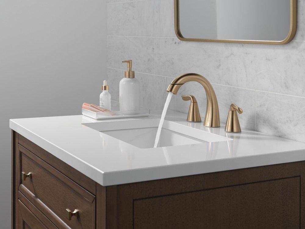 Two Handle Widespread Bathroom Sink Faucet in Champagne Bronze 