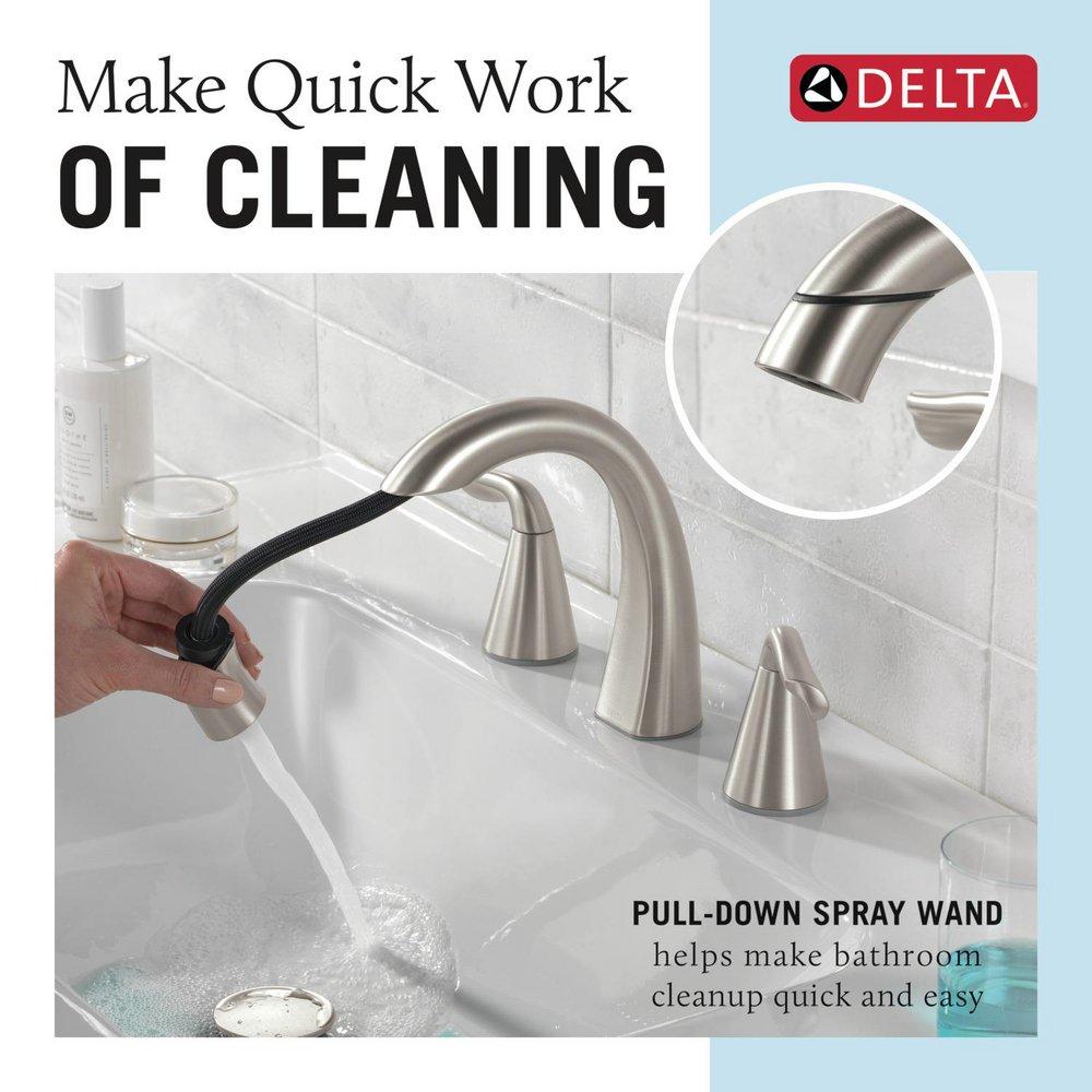 DELTA ARVO TWO HANDLE WIDESPREAD PULL-DOWN BATHROOM FAUCET 
