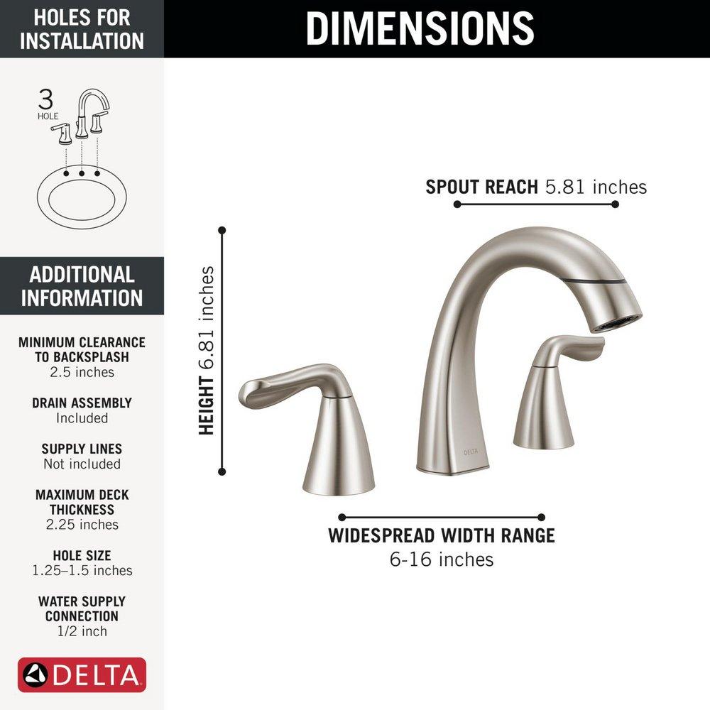 Two Handle Widespread Bathroom Sink Faucet in SpotShield&reg; Brushed Nickel 