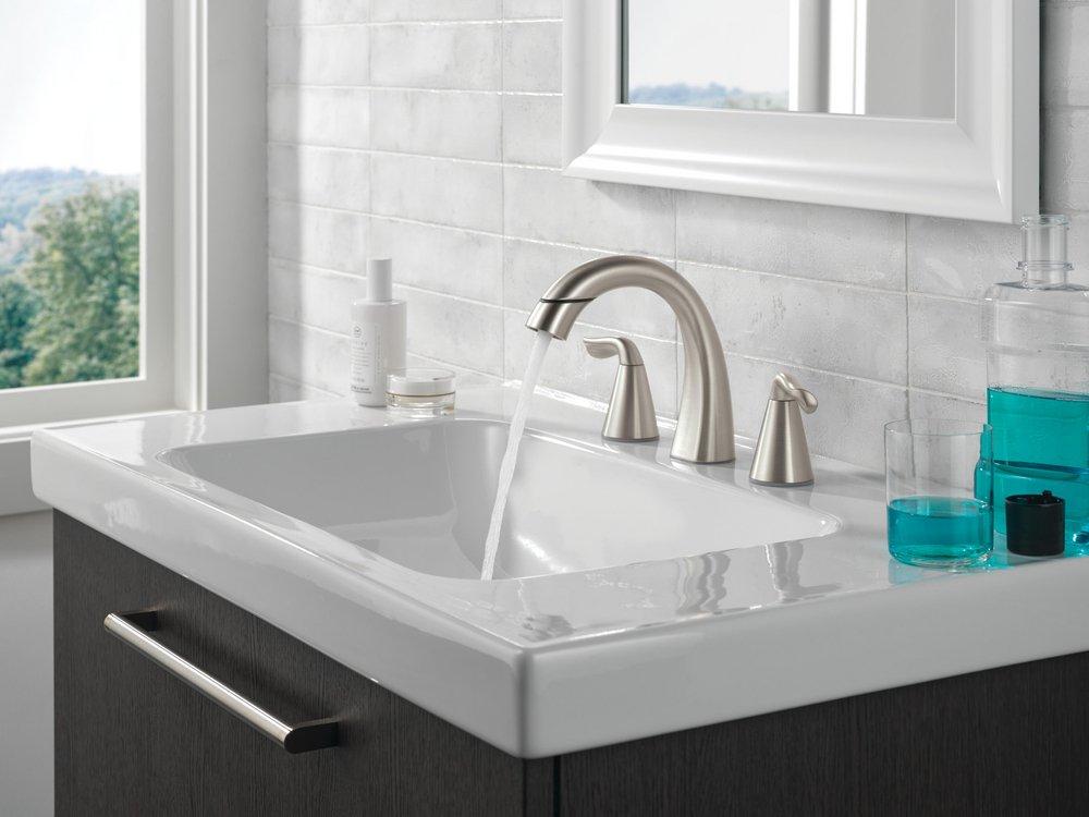 Two Handle Widespread Bathroom Sink Faucet in SpotShield&reg; Brushed Nickel 