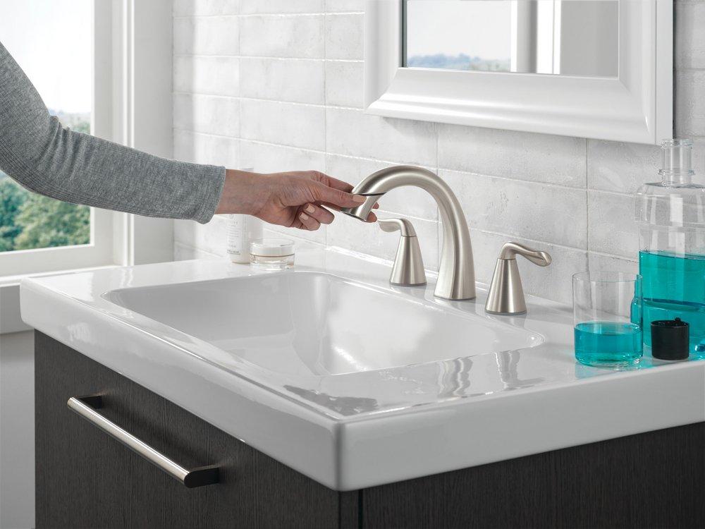 Two Handle Widespread Bathroom Sink Faucet in SpotShield&reg; Brushed Nickel 