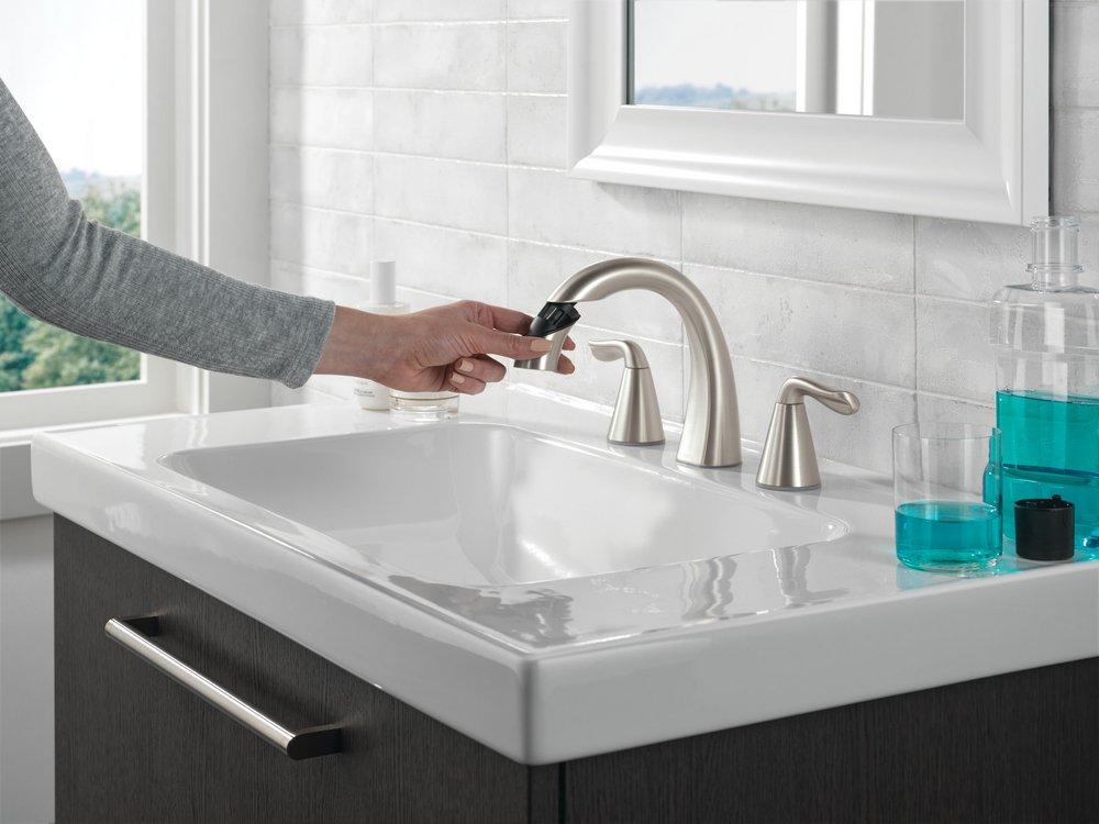 Two Handle Widespread Bathroom Sink Faucet in SpotShield&reg; Brushed Nickel 