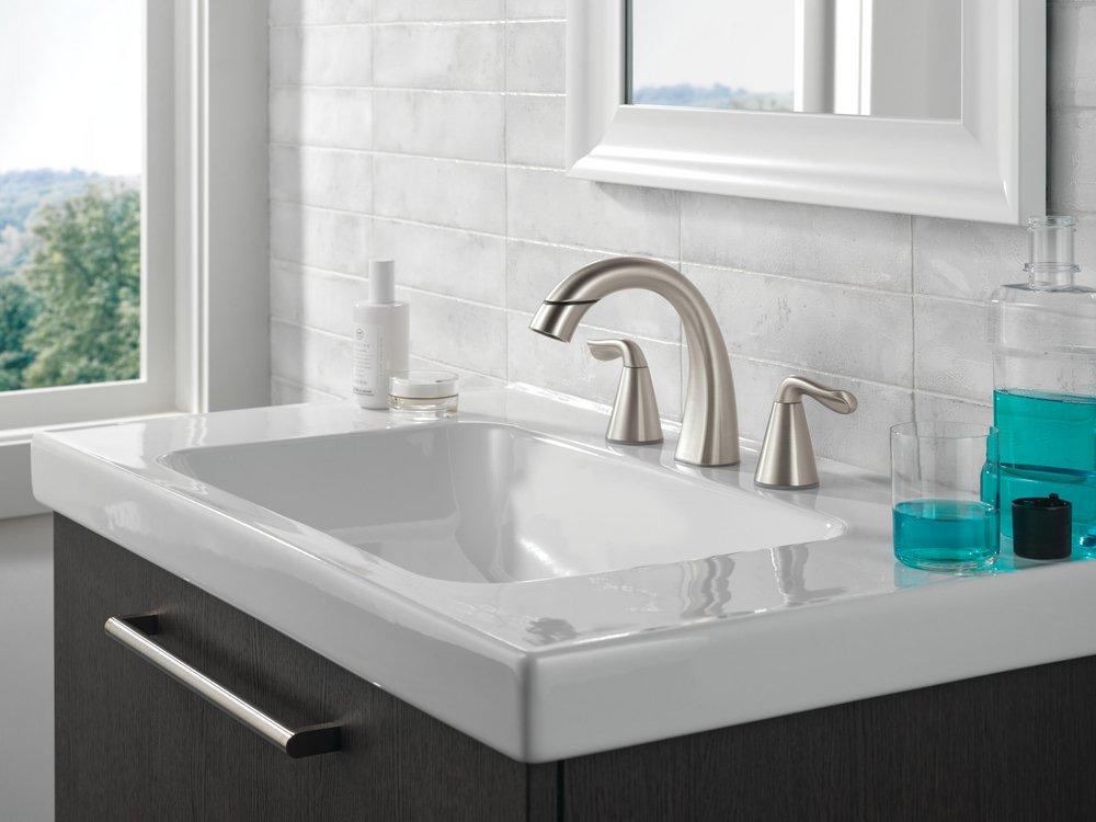 Two Handle Widespread Bathroom Sink Faucet in SpotShield&reg; Brushed Nickel 
