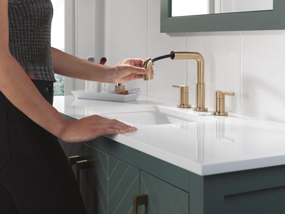 Two Handle Widespread Bathroom Sink Faucet in Champagne Bronze 