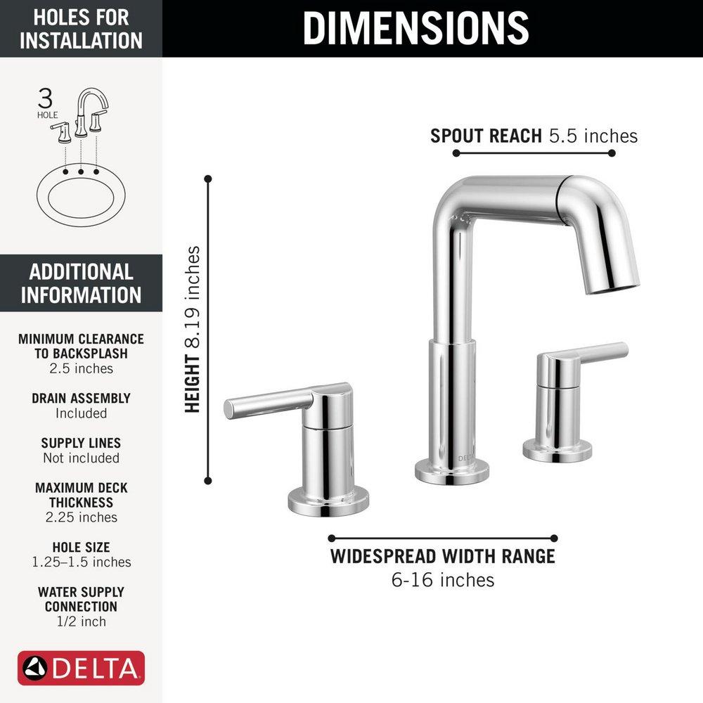 DELTA NICOLI TWO HANDLE WIDESPREAD PULL-DOWN BATHROOM FAUCET 
